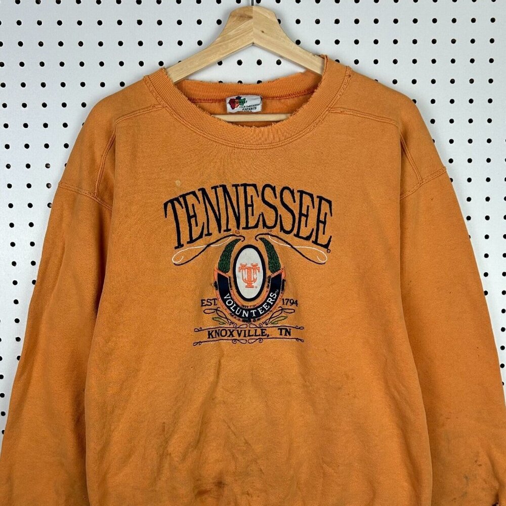 Tennessee Vols Volunteers Crewneck Sweatshirt Medium Vintage Distressed Worn 90s